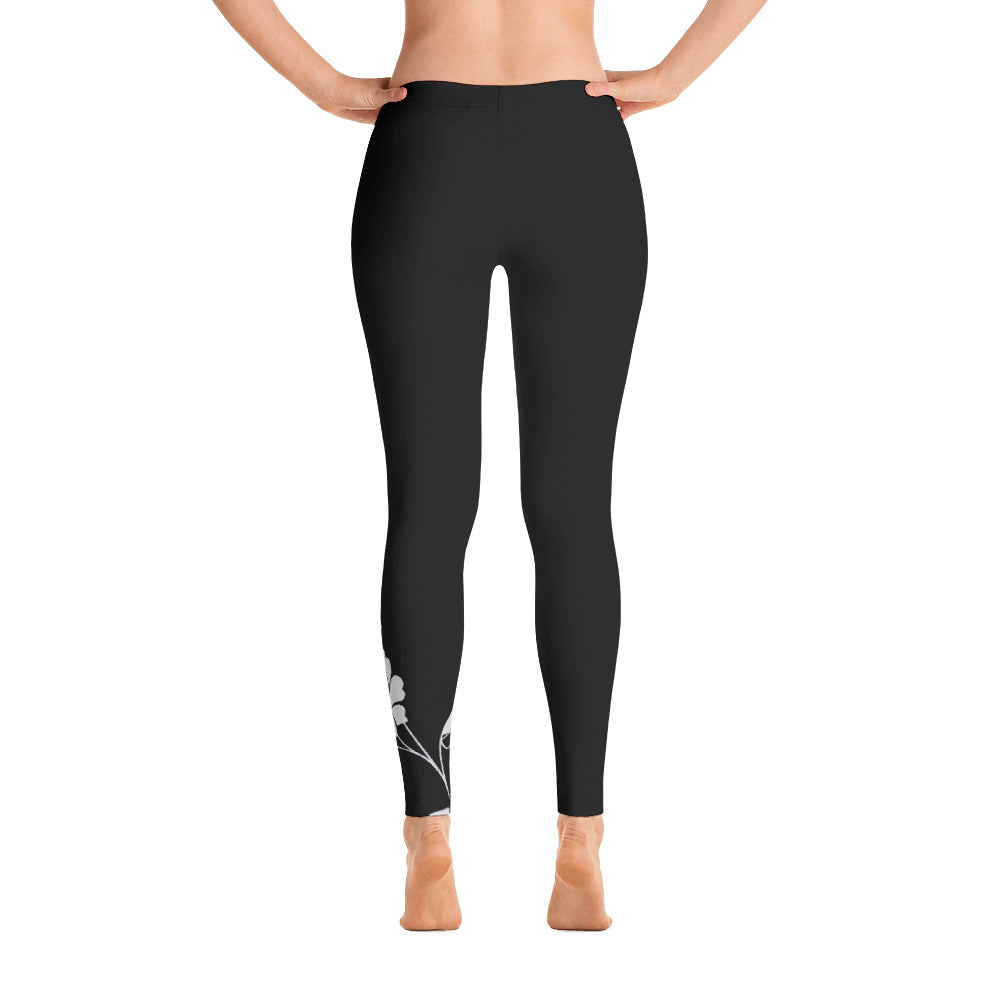 B/C Women's Cut & Sew Leggings Flower Light Grey