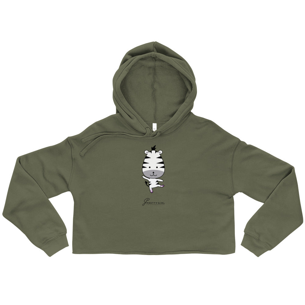 B/C Women’s Crop Hoodie Cartoon Zebra