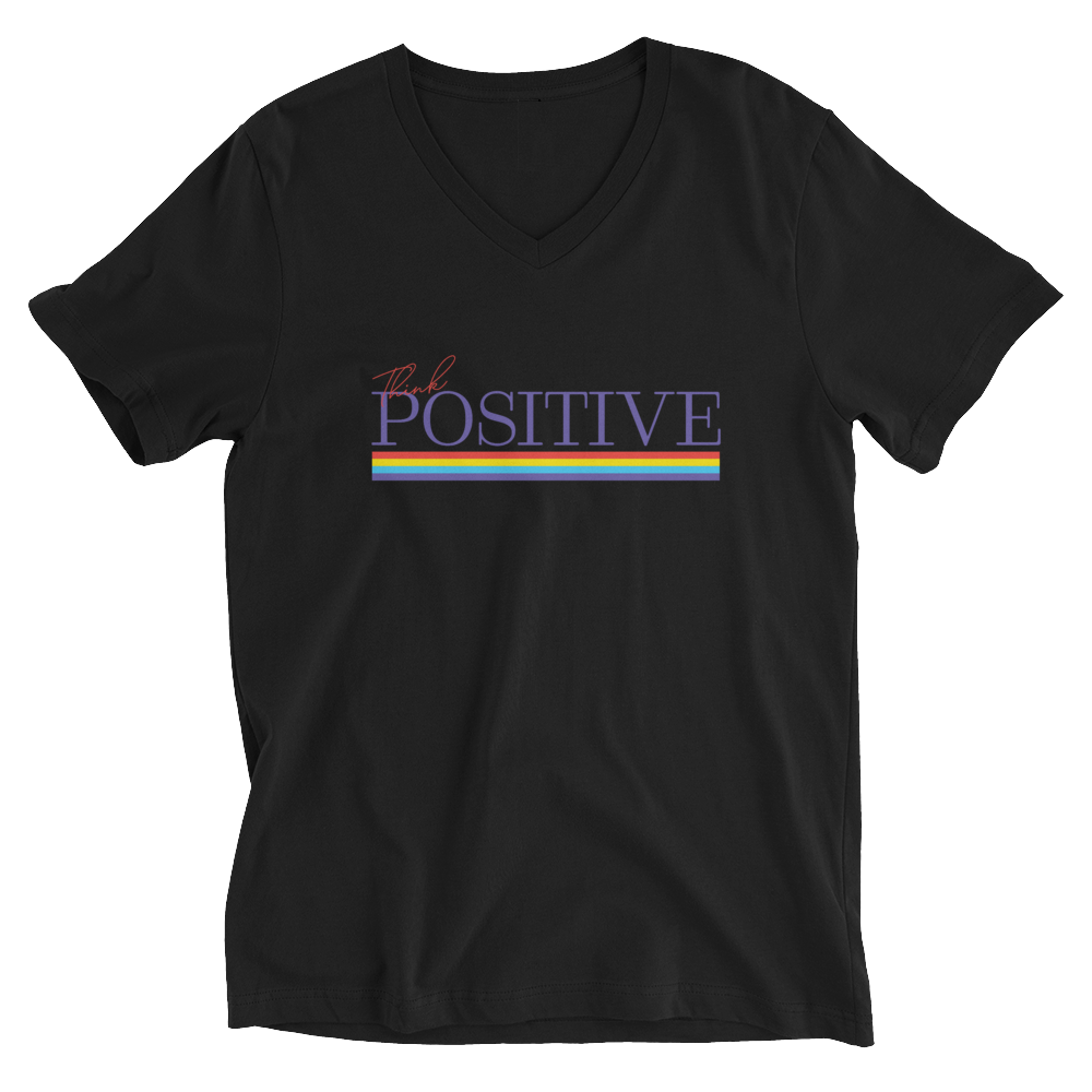 S/C Unisex Short Sleeve V-Neck T-Shirt Think Positive