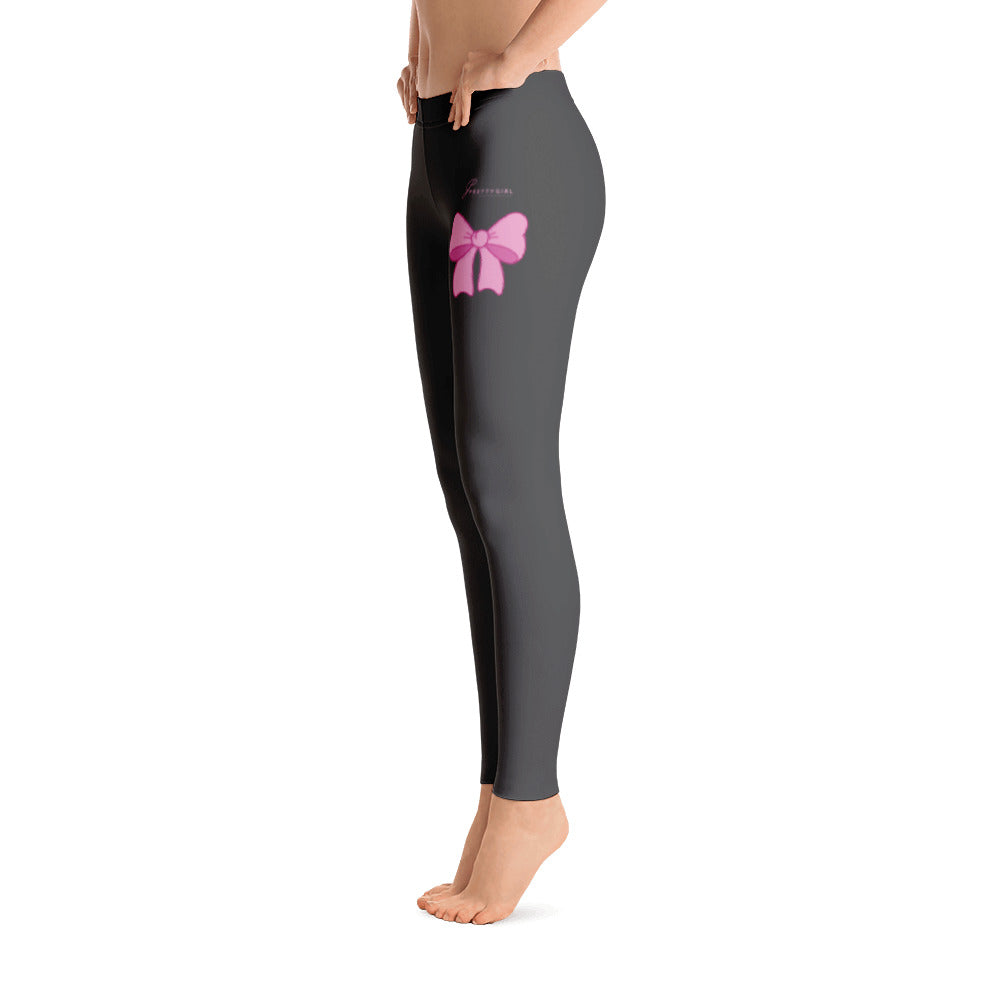 B/C Women's Cut & Sew Casual Grey Leggings Bow Pink