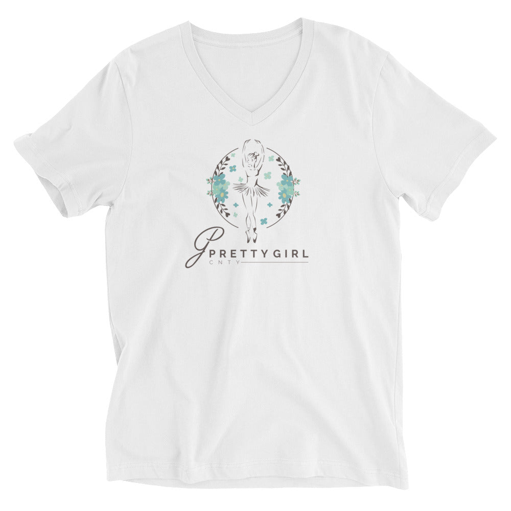 B/C Unisex Short Sleeve V-Neck T-Shirt Classic Ballerina
