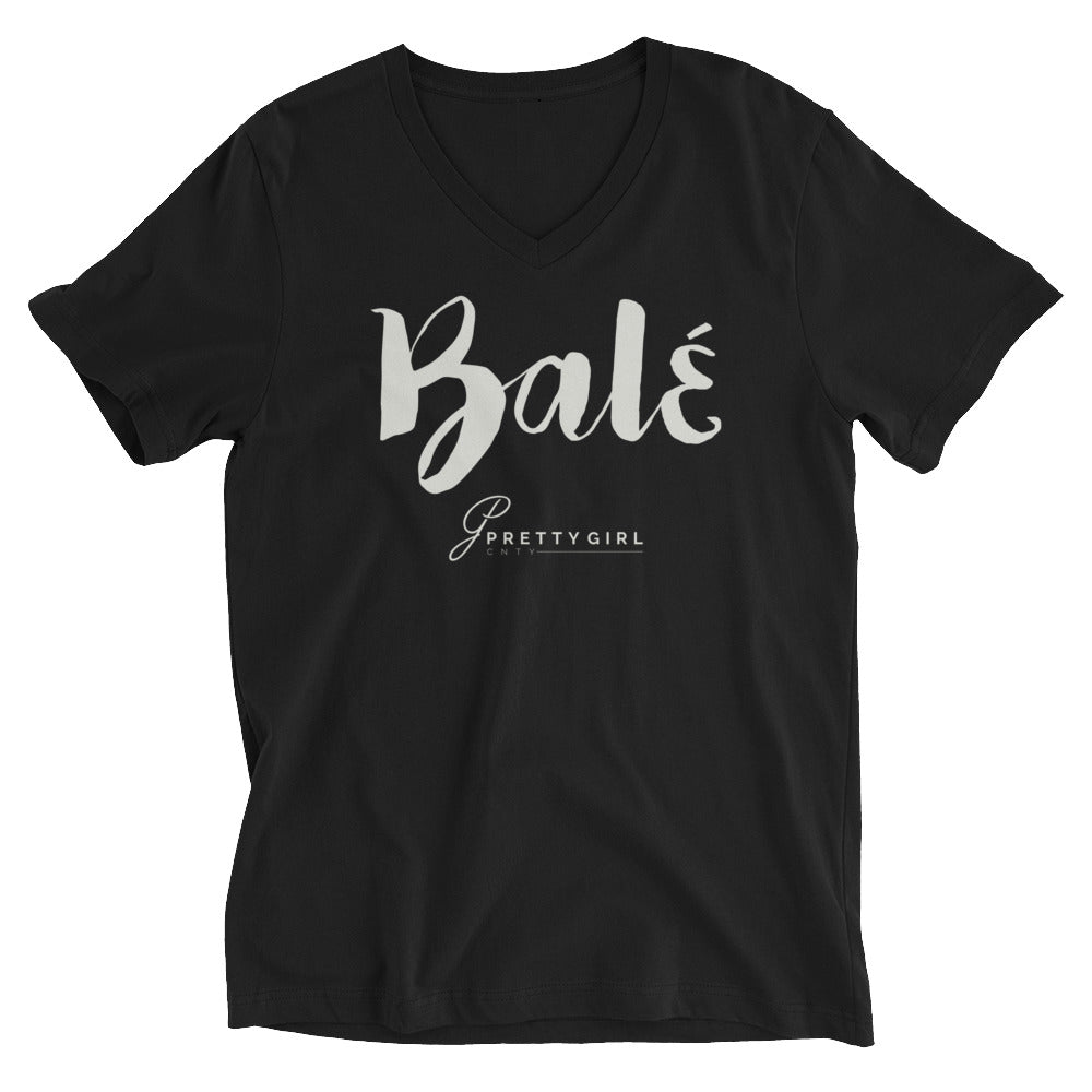 B/C Unisex Short Sleeve V-Neck T-Shirt Bale White
