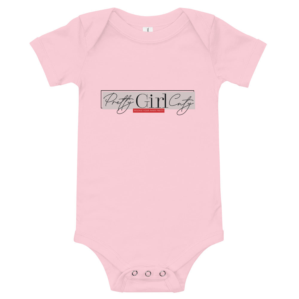 S/C Short sleeve baby bodysuit Pretty Pink Rectangle