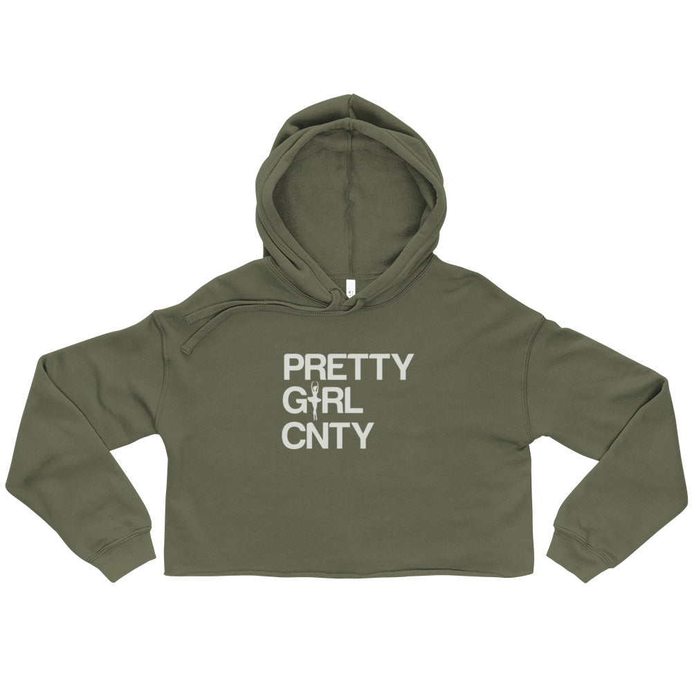 B/C Women’s Crop Hoodie Ballerina Text White