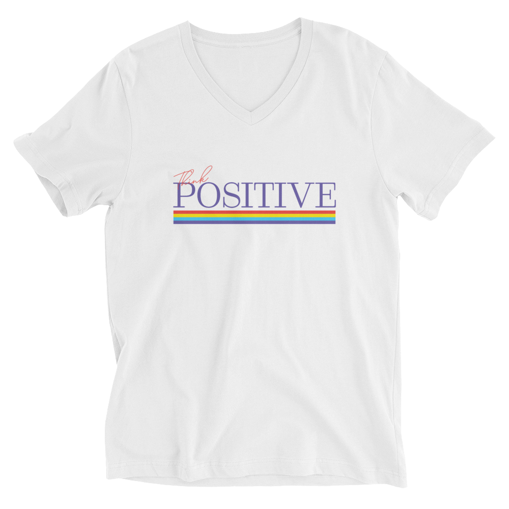 S/C Unisex Short Sleeve V-Neck T-Shirt Think Positive