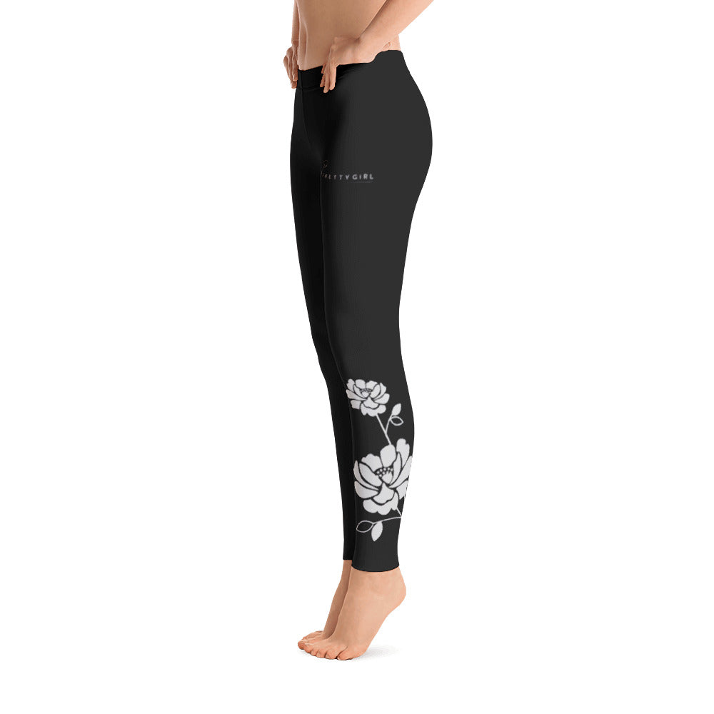 B/C Women's Cut & Sew Leggings Flower Light Grey