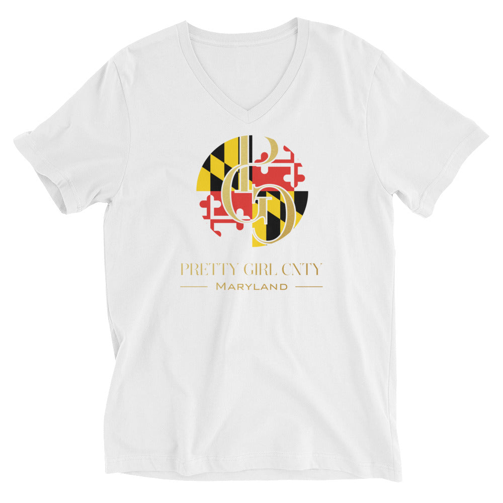 S/C Unisex Short Sleeve V-Neck T-Shirt Maryland Gold