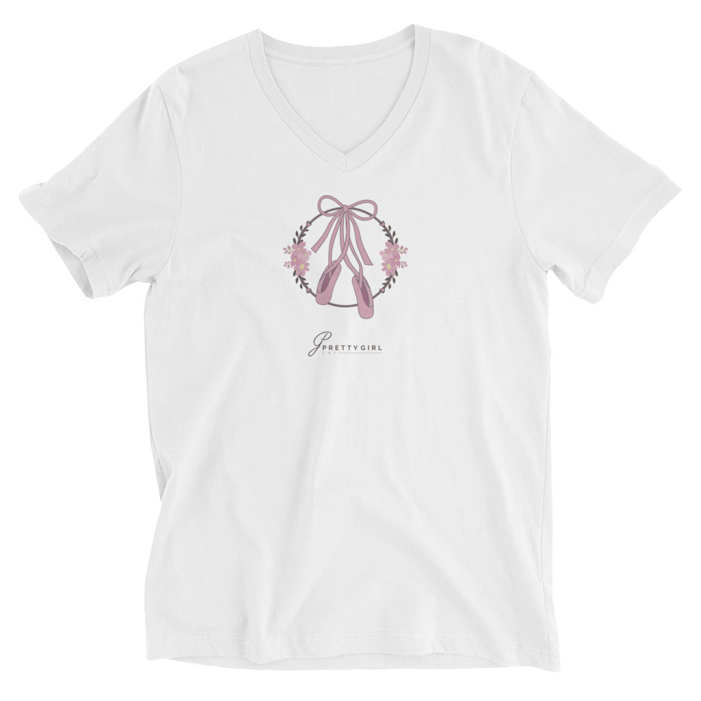 B/C Unisex Short Sleeve V-Neck T-Shirt Ballet Shoes DT