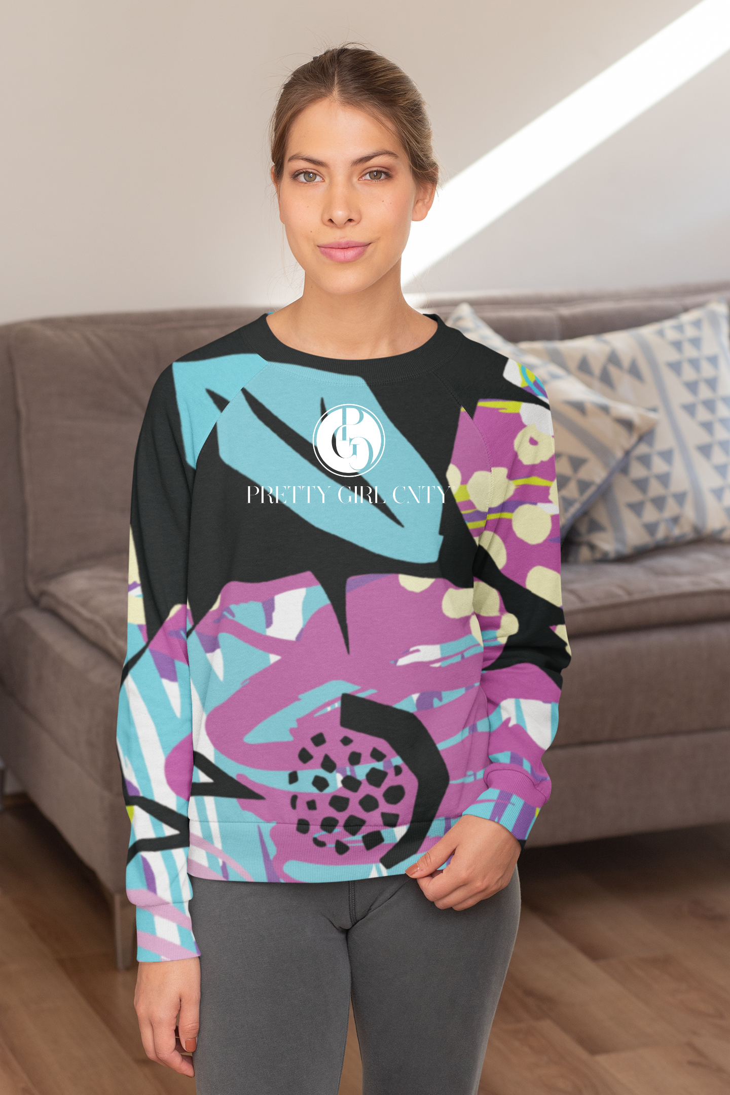 S/C Unisex Sweatshirt Purple Mix Signature Logo White