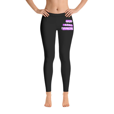 B/C Women's Cut & Sew Casual Black Leggings Yup Still Dancing