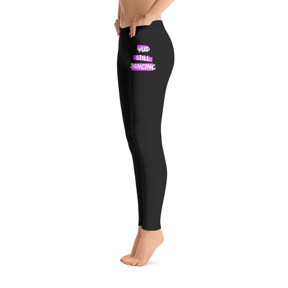 B/C Women's Cut & Sew Casual Black Leggings Yup Still Dancing