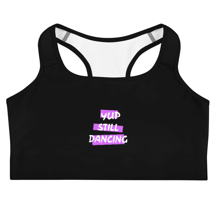 B/C Women's Black Sports Bra Yup still Dancing
