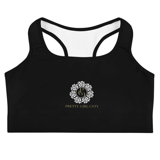 S/C Women's Black Sports Bra Floral Circle Light Grey