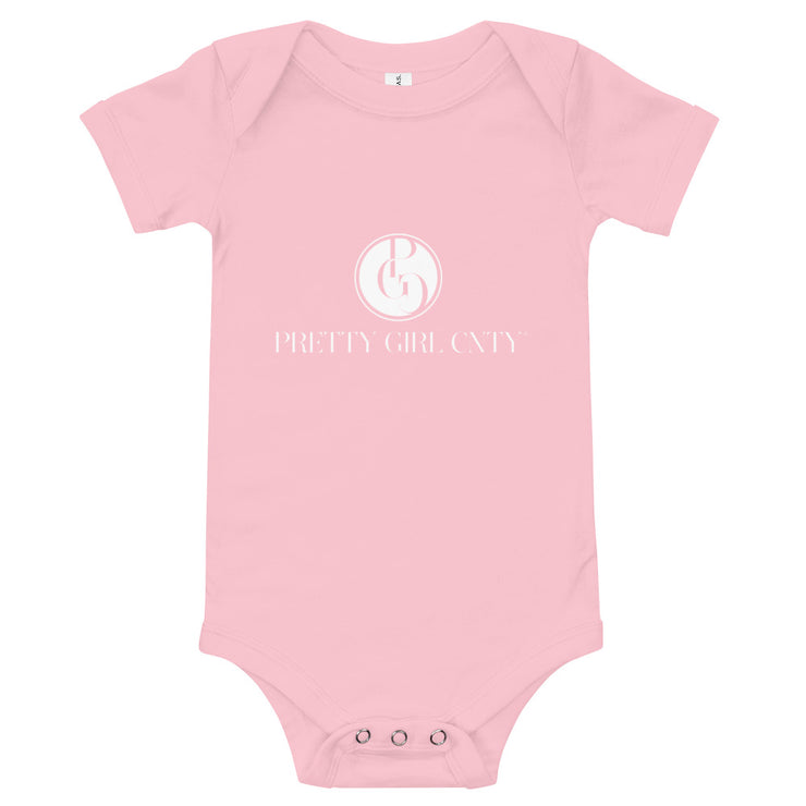 S/C Short sleeve baby bodysuits Signature Logo White