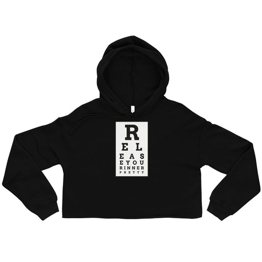 S/C Unisex Crop Hoodie Eye Chart Black & White