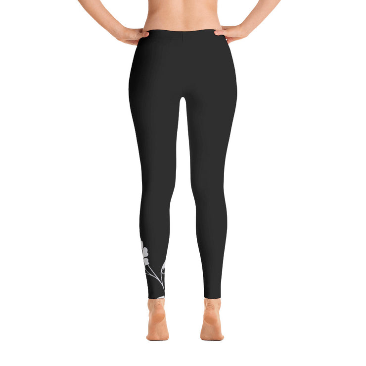 B/C Women's Cut & Sew Leggings Flower Light Grey
