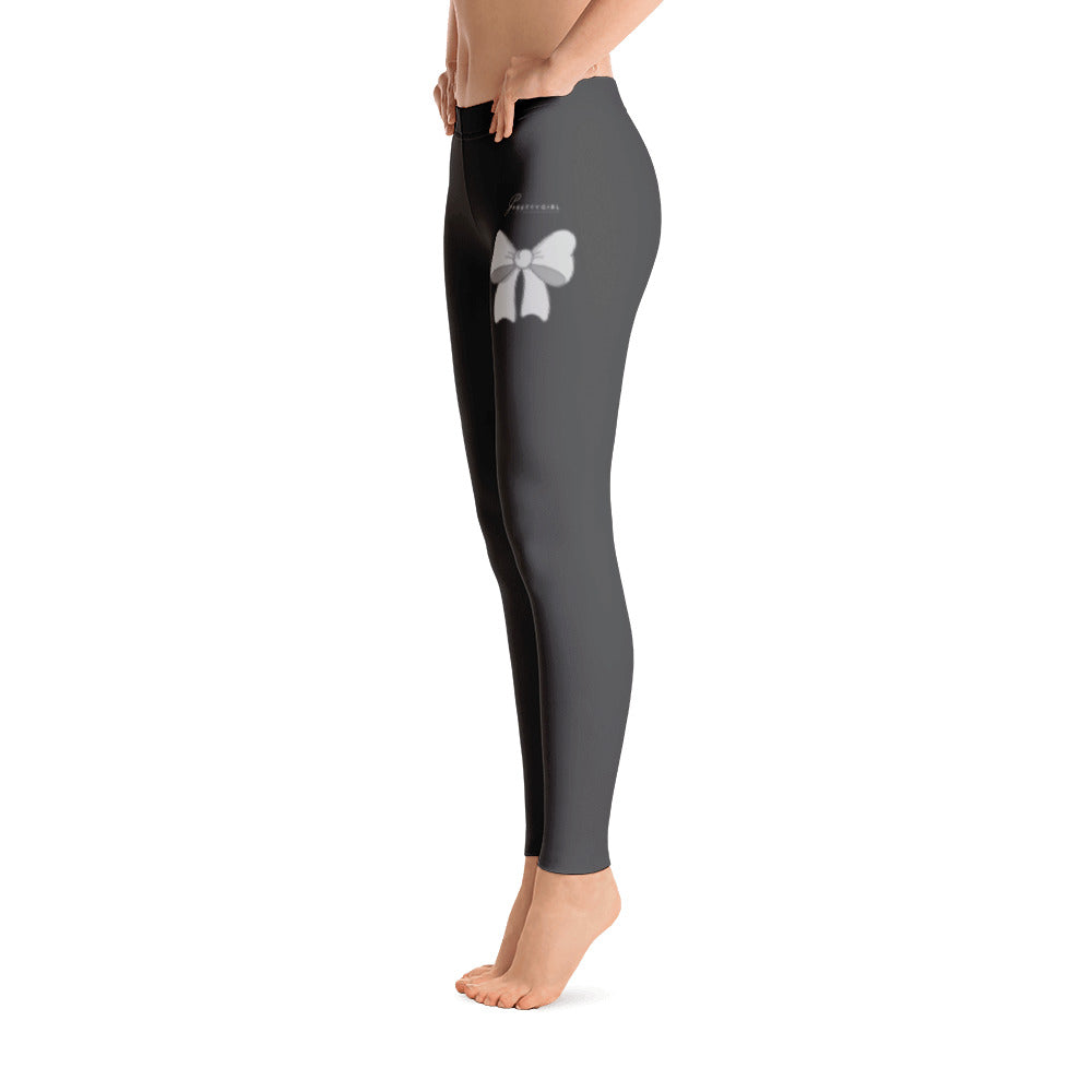 B/C Women's Cut & Sew Casual Grey Leggings Bow Light Grey