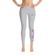 B/C Women's Cut & Sew Leggings Flower Dark Pink