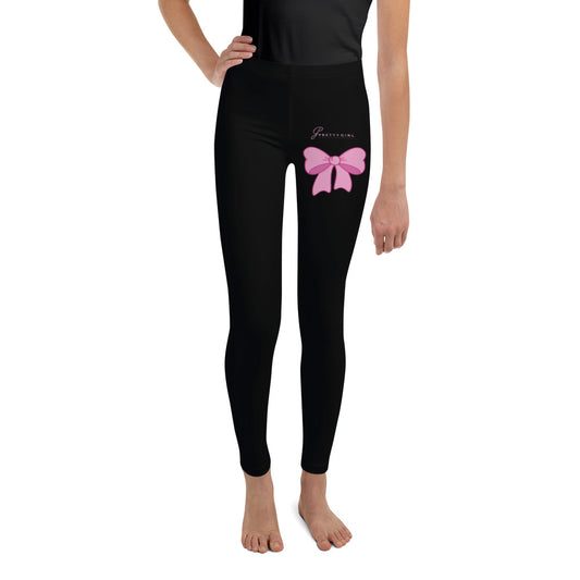 B/C Junior Black Leggings Bow Pink