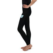 B/C Junior Black Leggings Bow Light Blue