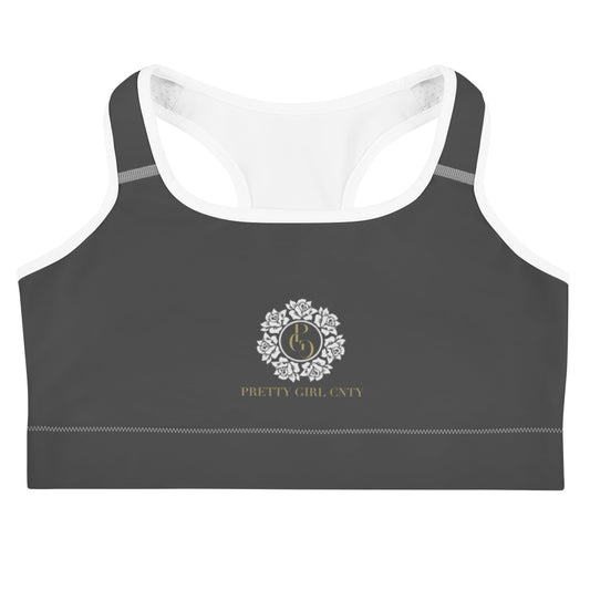 S/C Women's Grey Sports Bra Floral Circle Light Grey