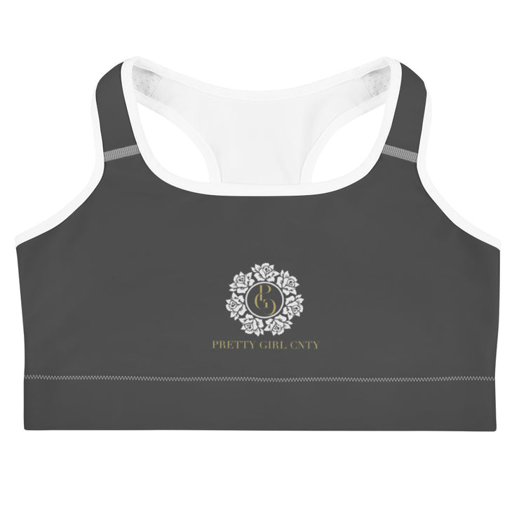 S/C Women's Grey Sports Bra Floral Circle Light Grey