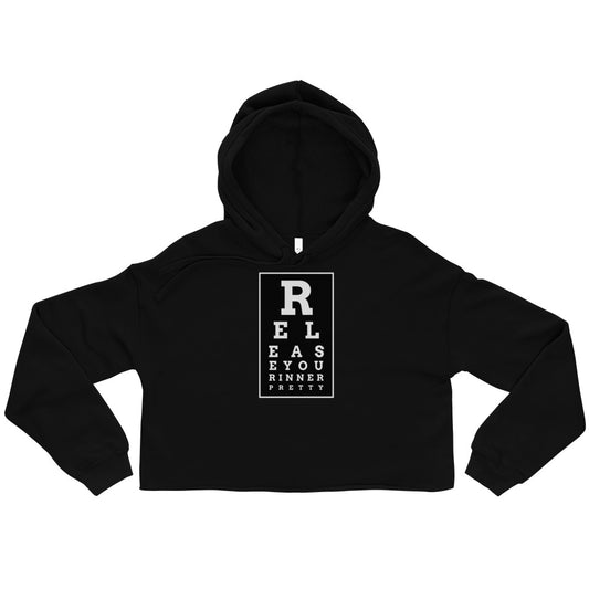 S/C Unisex Crop Hoodie Eye Chart White & Black