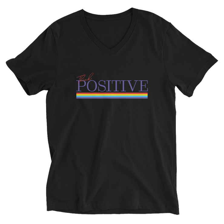 S/C Unisex Short Sleeve V-Neck T-Shirt Think Positive