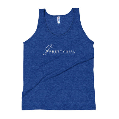 B/C Unisex Tri-Blend Tank Top Classic Ballerina Text White