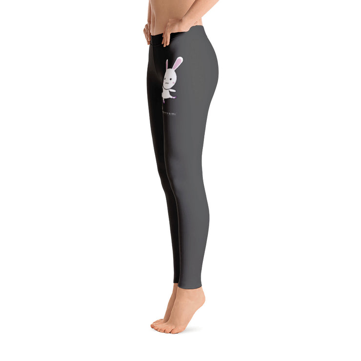 B/C Women's Cut & Sew Casual Grey Leggings Cartoon Bunny