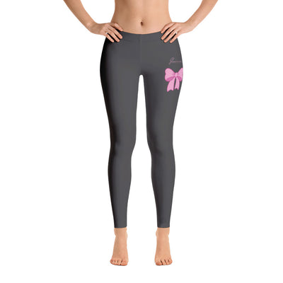 B/C Women's Cut & Sew Casual Grey Leggings Bow Pink