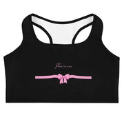 B/C Women's Black Sports Bra Bow Pink
