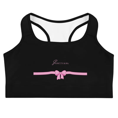 B/C Women's Black Sports Bra Bow Pink