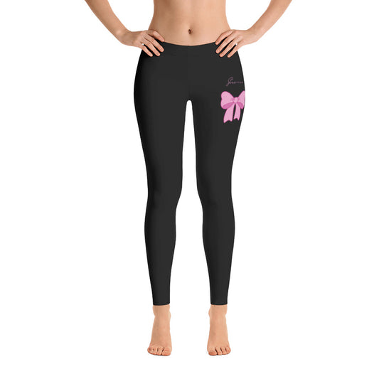 B/C Women's Cut & Sew Casual Black Leggings Bow Pink