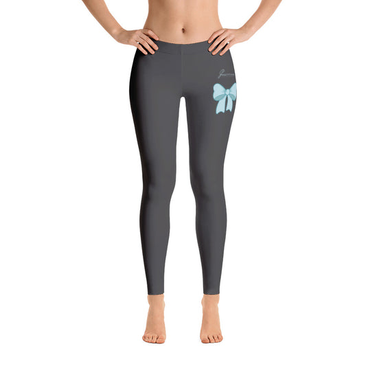 B/C Women's Cut & Sew Casual Grey Leggings Bow Light Blue
