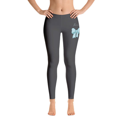 B/C Women's Cut & Sew Casual Grey Leggings Bow Light Blue