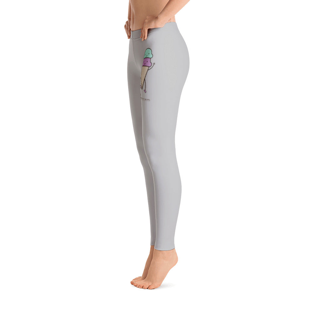 B/C Women's Cut & Sew Casual Light Grey Leggings Cartoon Ice Cream