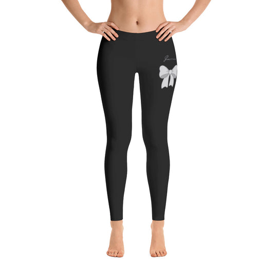 B/C Women's Cut & Sew Casual Black Leggings Bow Light Grey