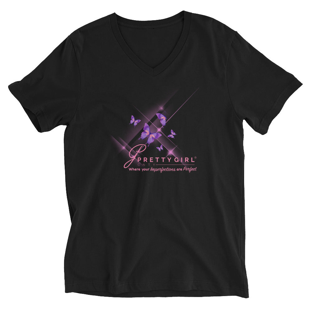 B/C Unisex Short Sleeve V-Neck T-Shirt Butterflies Rising