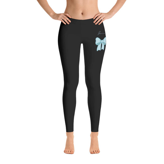 B/C Women's Cut & Sew Casual Black Leggings Bow Light Blue
