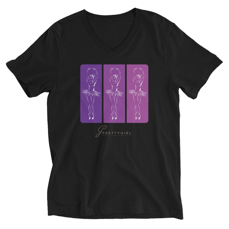 B/C Unisex Short Sleeve V-Neck T-Shirt 3 Ballerinas