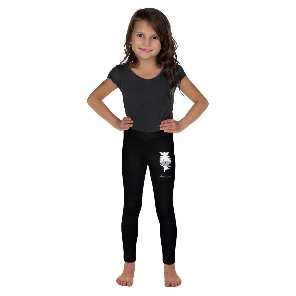 B/C Kid's Black Leggings Cartoon Zebra