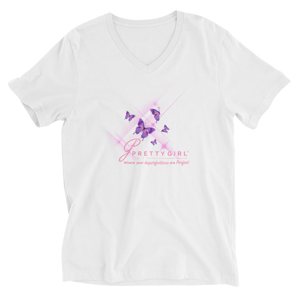 B/C Unisex Short Sleeve V-Neck T-Shirt Butterflies Rising