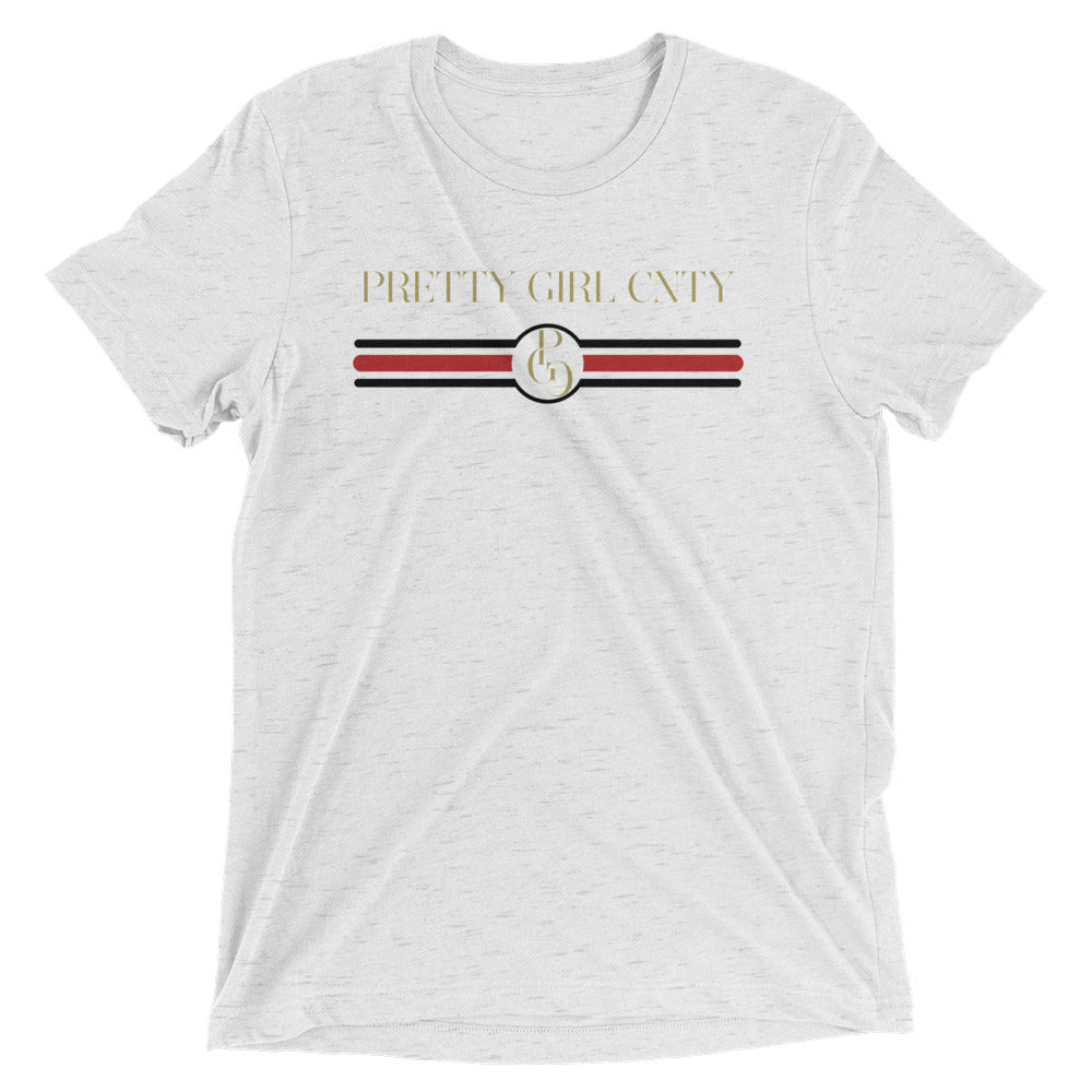 S/C Short-Sleeve Unisex Tri-Blend T-shirt Stripes Red & Black