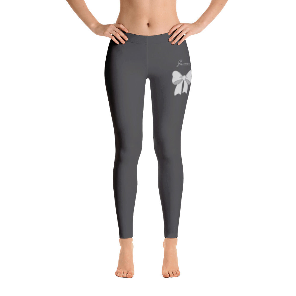 B/C Women's Cut & Sew Casual Grey Leggings Bow Light Grey