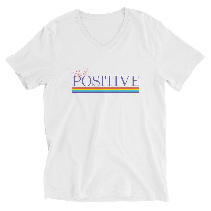 S/C Unisex Short Sleeve V-Neck T-Shirt Think Positive