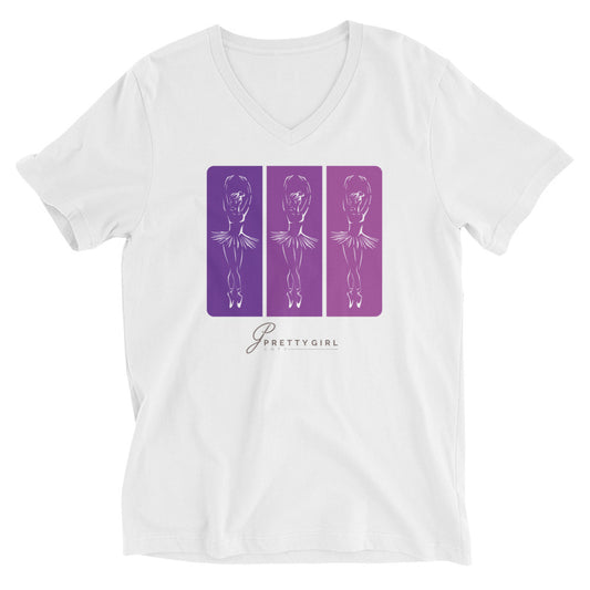 B/C Unisex Short Sleeve V-Neck T-Shirt 3 Ballerinas