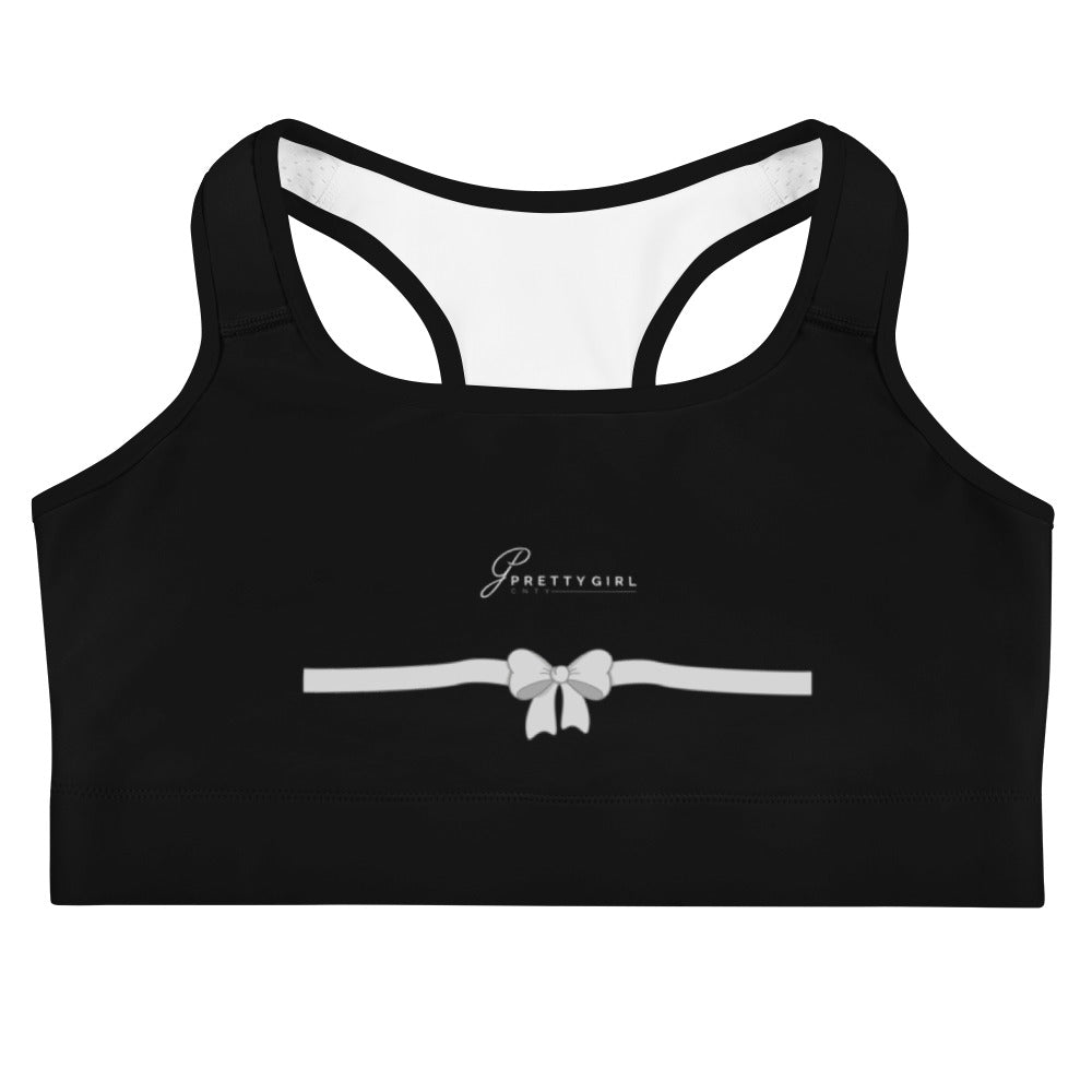 B/C Women's Black Sports Bra Bow Light Grey