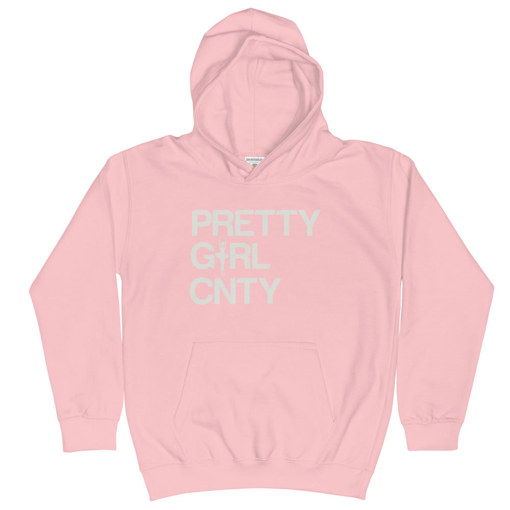 B/C Kids Hoodie Ballerina Text White