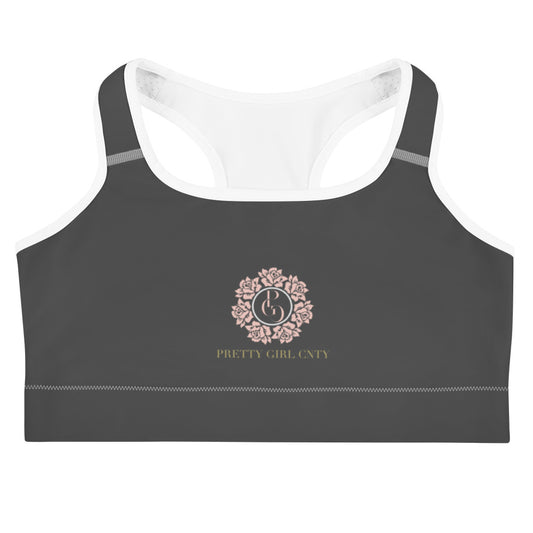 S/C Women's Grey Sports Bra Floral Circle Light Pink